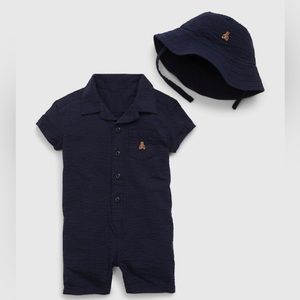 Baby Gap - Navy Blue Romper with Matching Hat